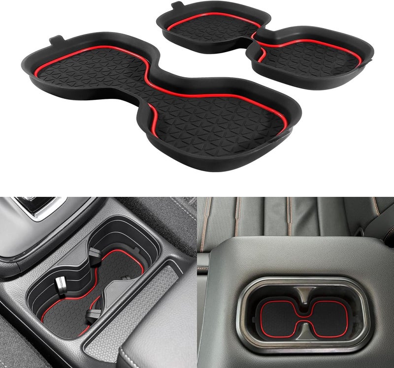 KENTUTO for Honda CRV Accessories 2023 2024 2025 2026 3D Cup Holder Center Console Liner Inserts Silicone Anti-dust Mat Pad Interior Decoration (2 Pcs, Red Trim) - Image 1
